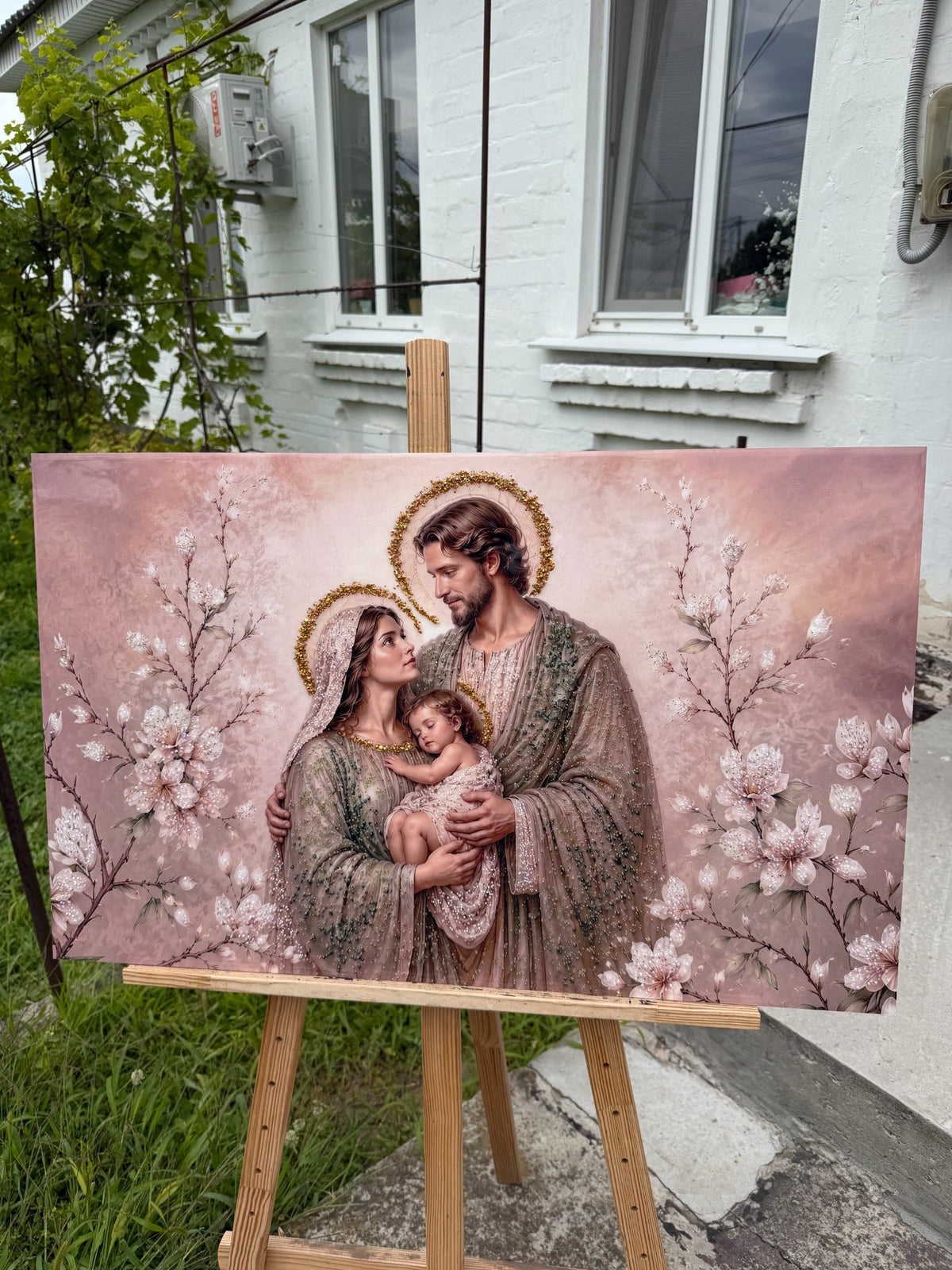 Holy Family artwork symbolising warmth in a new home, by CrystalPrintArt