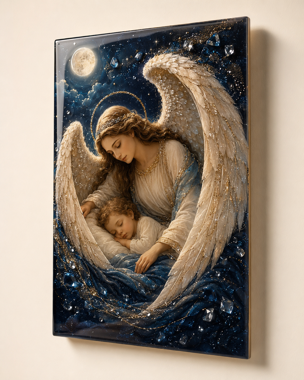 The image of a Guardian Angel with a child for home interior