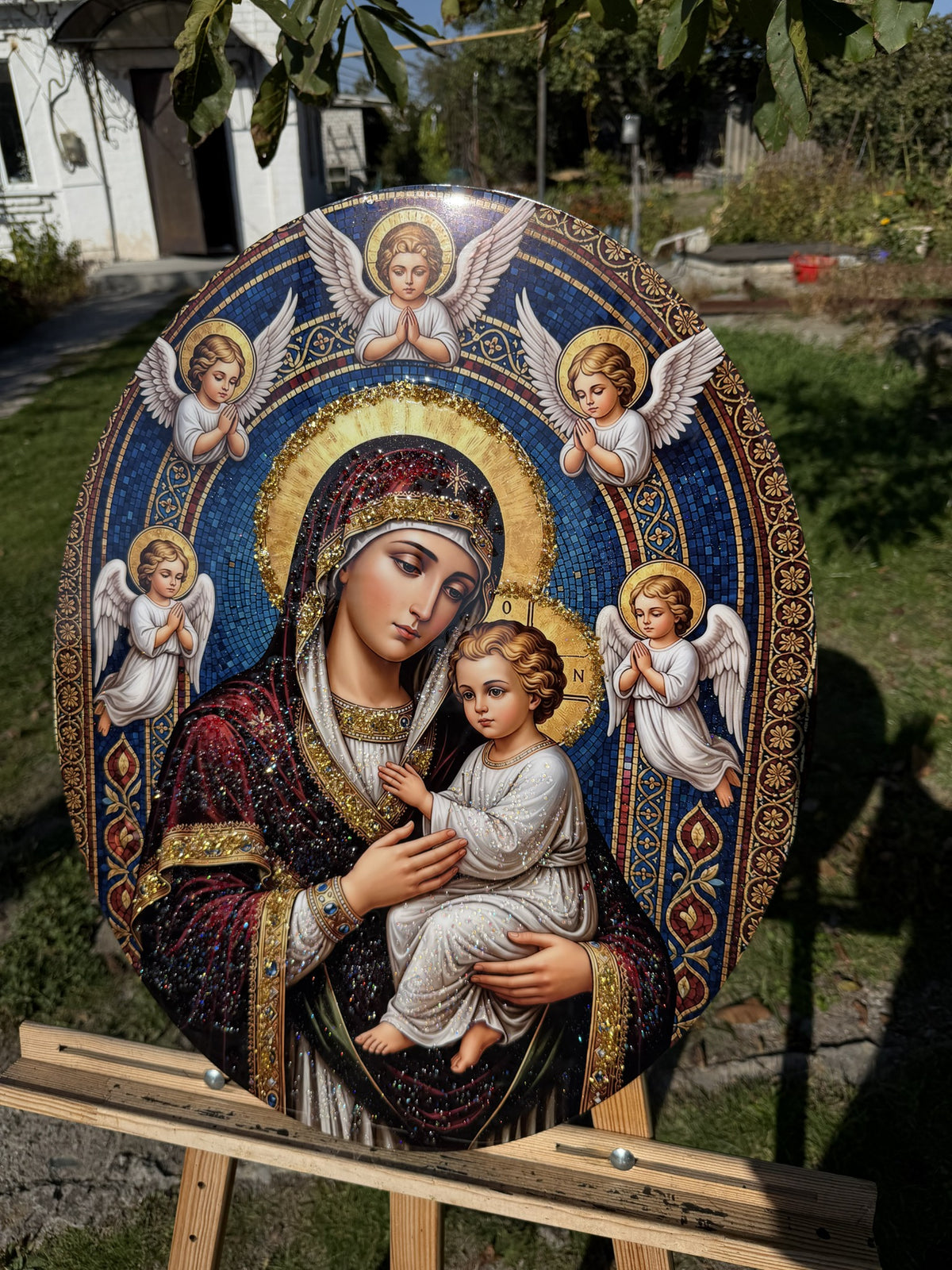 Образ «Богородиця з Дитятком — Ангельський покров» — авторська робота Crystal Print Art