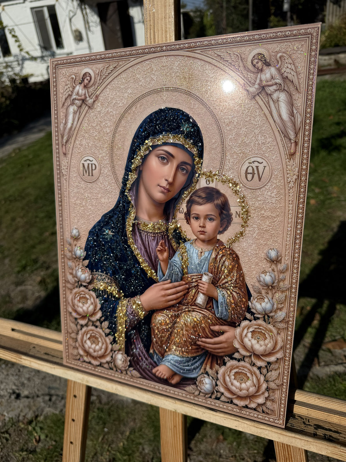 Образ «Богородиця з Дитятком — Материнська молитва» — авторська робота Crystal Print Art