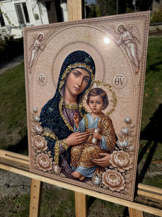 Образ «Богородиця з Дитятком — Материнська молитва» — авторська робота Crystal Print Art