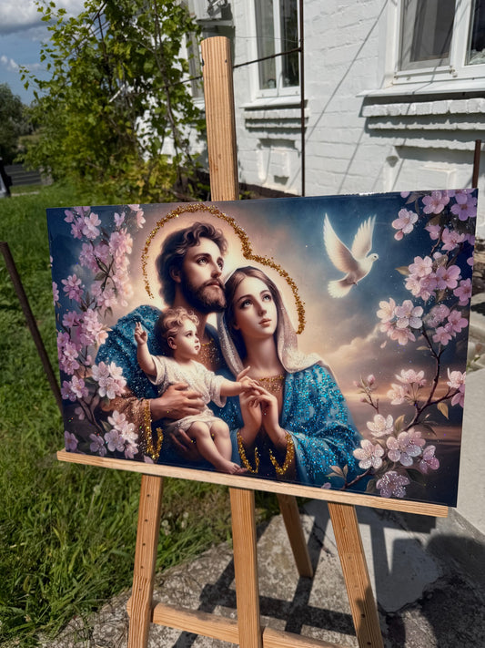 Holy Family - Dove of Peace, religious picture CrystalPrintArt
