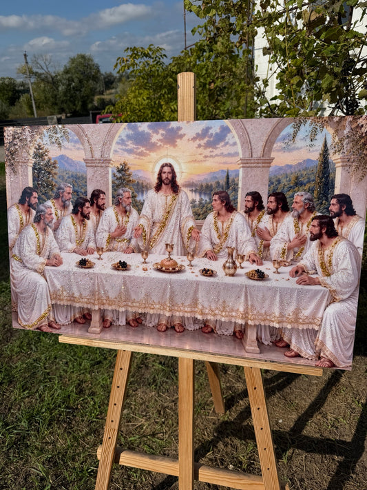 Картина «Таємна вечеря — Золоті промені благодаті» — епоксидна картина Crystal Print Art